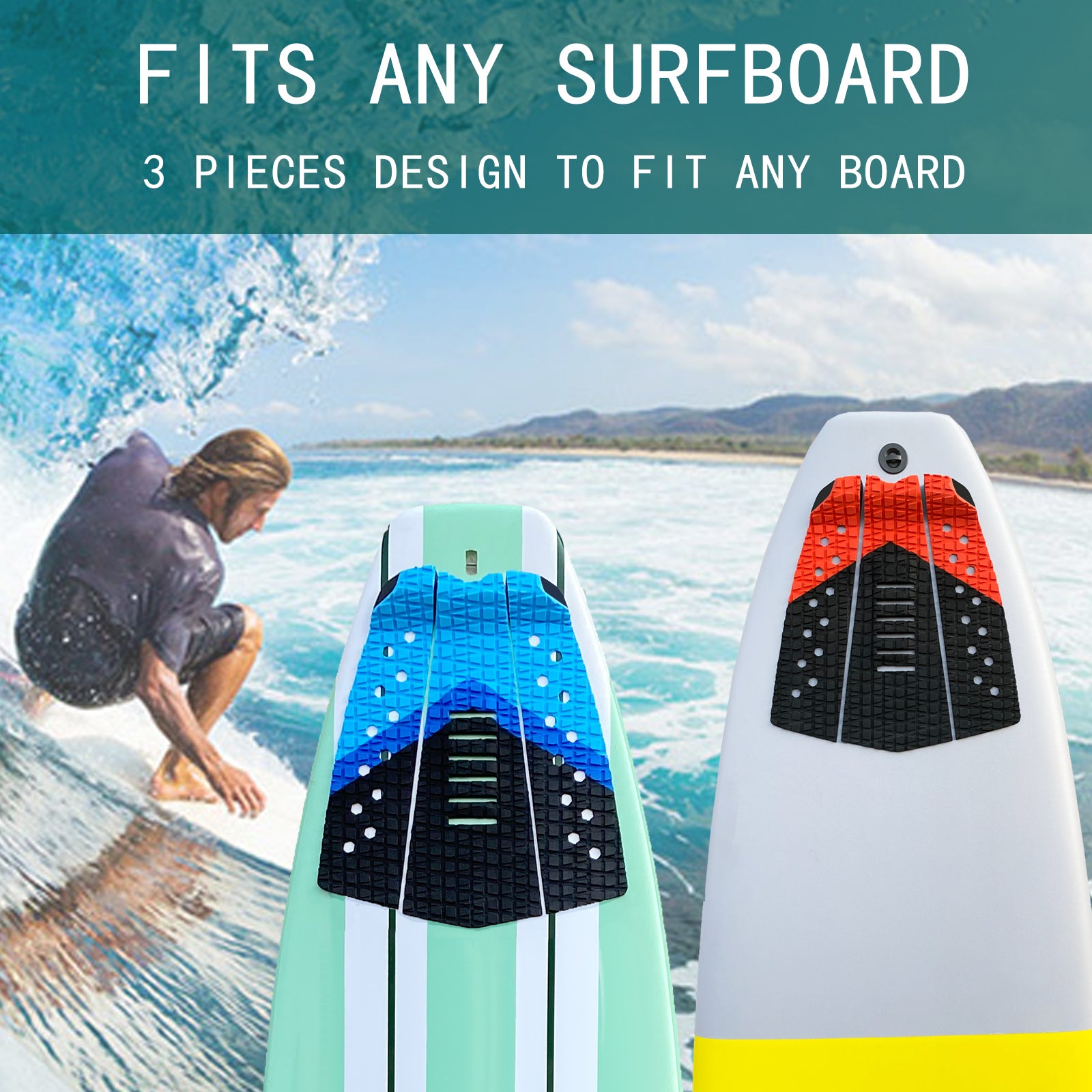 Surf Pad EVA Surfboard SUP Pads Black Foot Traction Surf Pads 3M Wholesale Surfboard Foot Tail Pads  Hzchione   