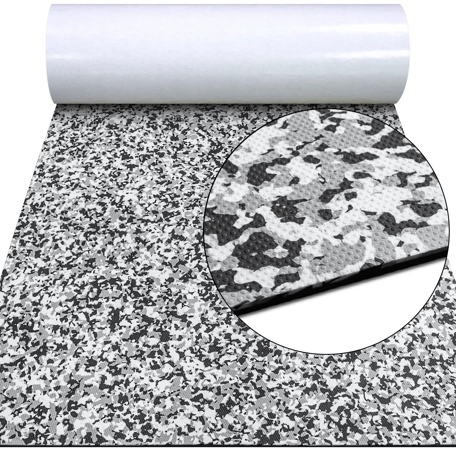 Hzchione Boat Flooring Ocean Camouflage EVA Foam Self-Adhesive Anti Slip Mats Roll Sheet For Yacht RV Golf Cart Pool Cooler Top Hot Pressed Dots Texture  Hzchione 47.3"*16.2" Snow Camouflage 