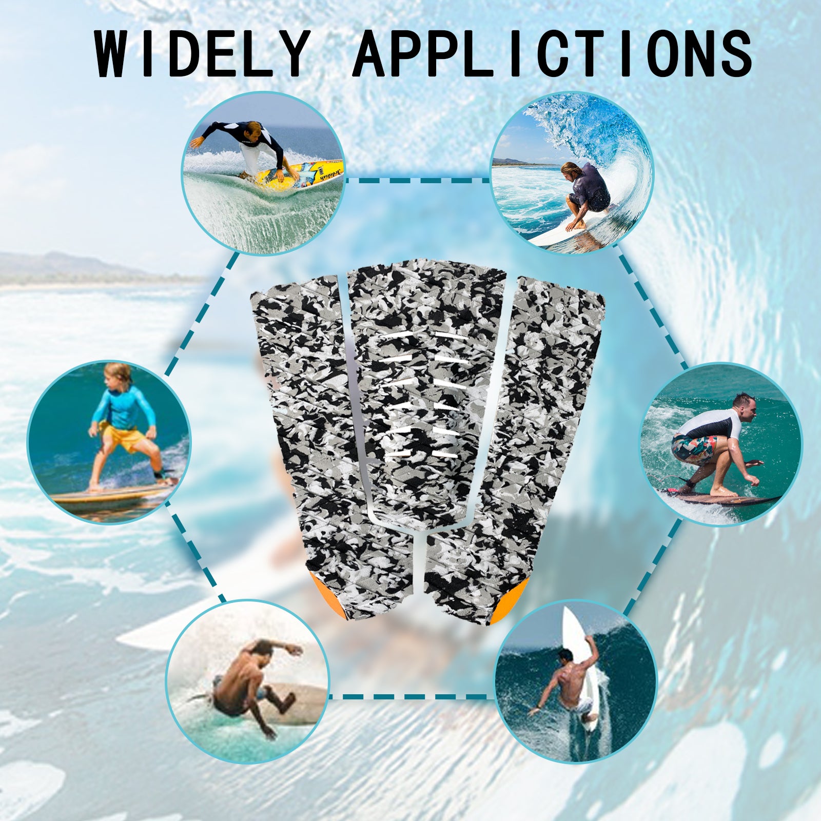 3M Surfboard Eva Camouflage for SUP Board Foot Pads Deck Tail Pads Surf Grip Pad Surf Accessory  Hzchione   