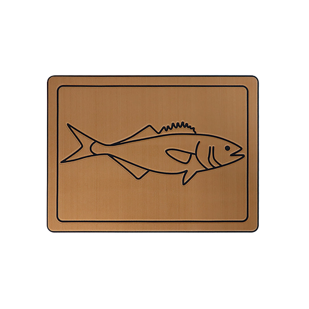 Customized Personalized Name Logo Text Pattern Machine Engraving EVA Foam Faux Teak Traction Pad Marine Anti-Skid Self-Adhesive  Hzchione 35*20cm Brown Black-Fish 