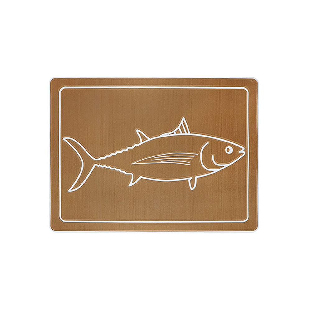 Customized Personalized Name Logo Text Pattern Machine Engraving EVA Foam Faux Teak Traction Pad Marine Anti-Skid Self-Adhesive  Hzchione 35*20cm Brown White-Fish 