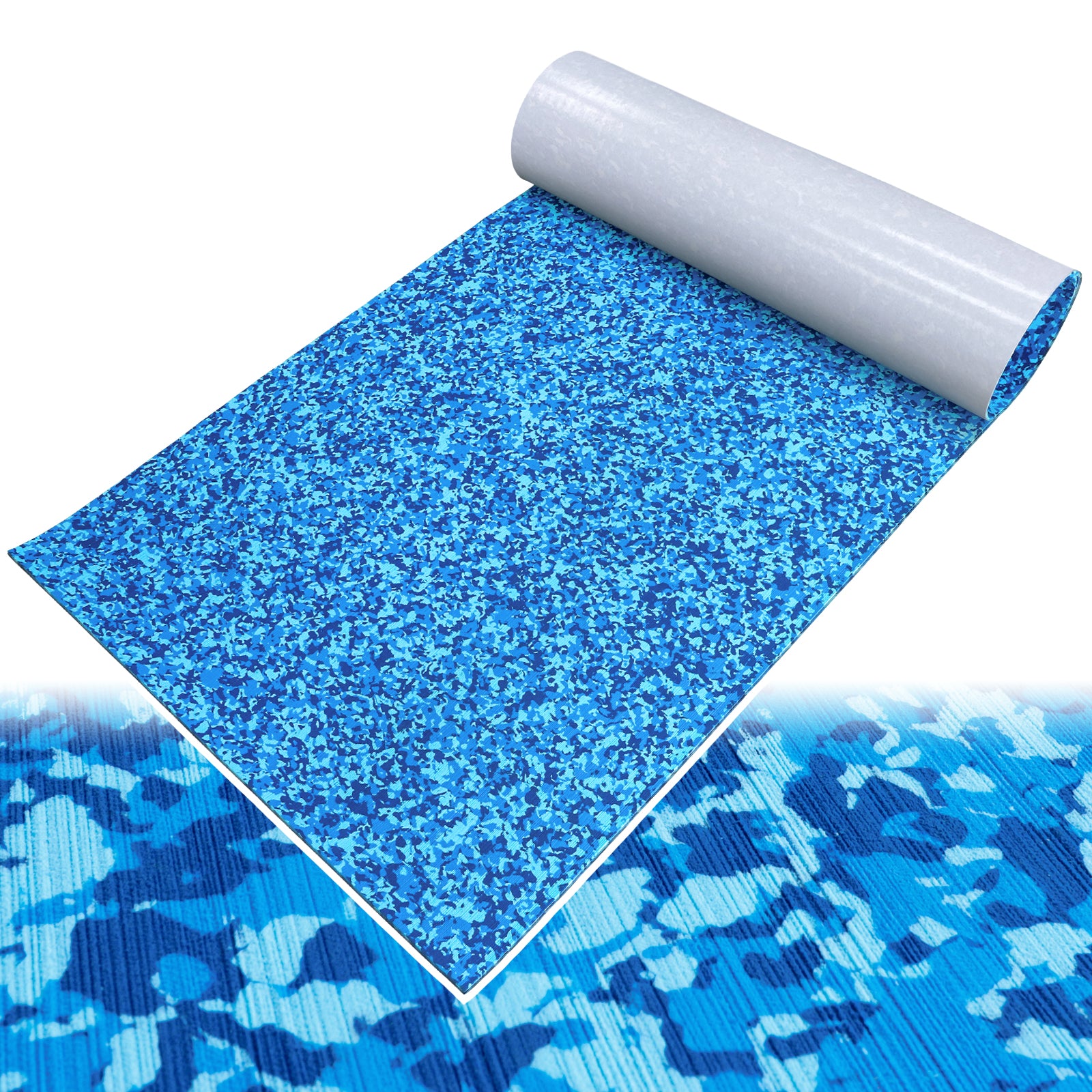 Hzchione Brushed Boat Flooring EVA Decking Traction Pad For Yacht RV Golf Cart Pool US Overseas Warehouse Shipment  Hzchione 94.5" x 35.4"-Ocean Camo + Black  