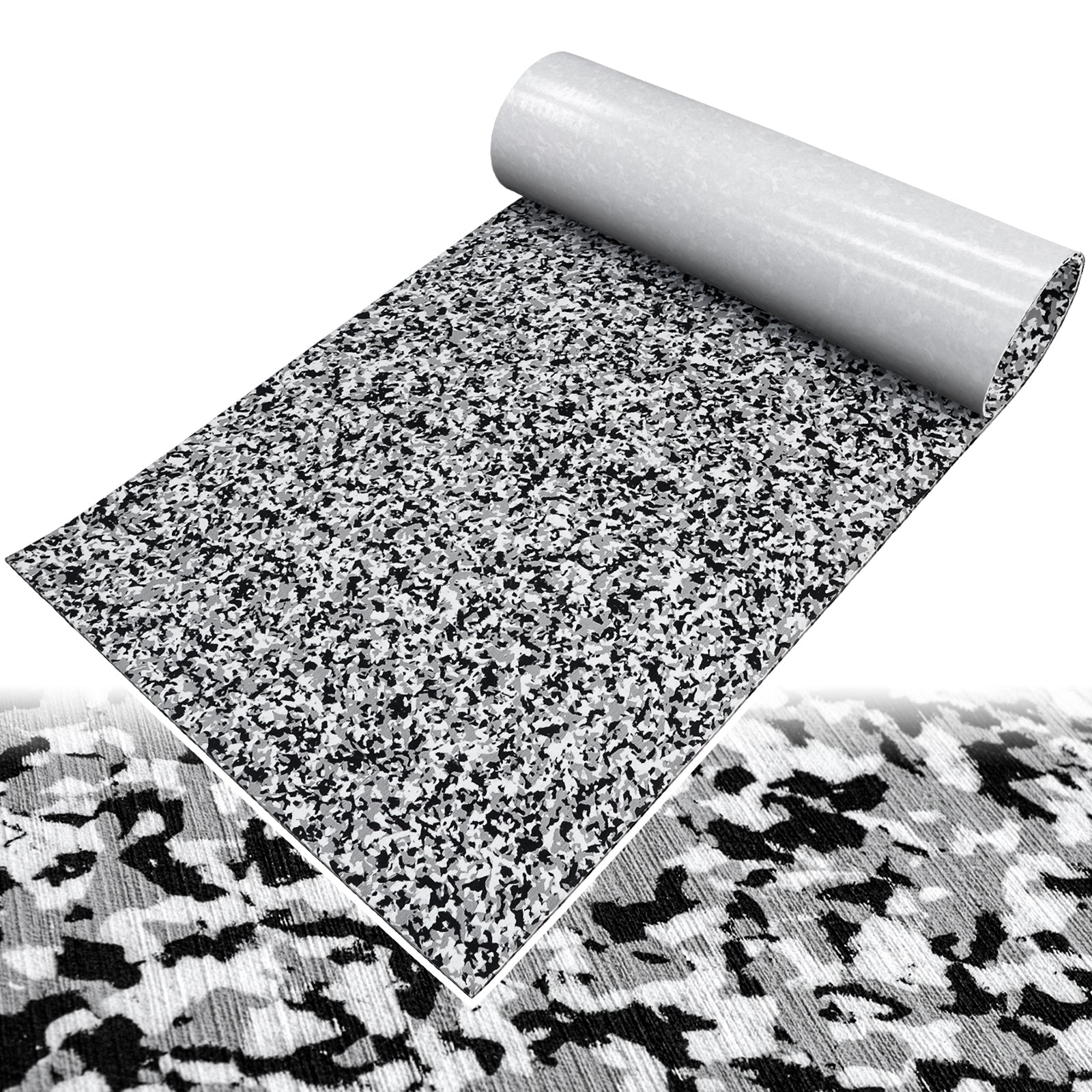 Hzchione Brushed Boat Flooring EVA Decking Traction Pad For Yacht RV Golf Cart Pool US Overseas Warehouse Shipment  Hzchione 94.5" x 35.4"-Snow camo + Black  
