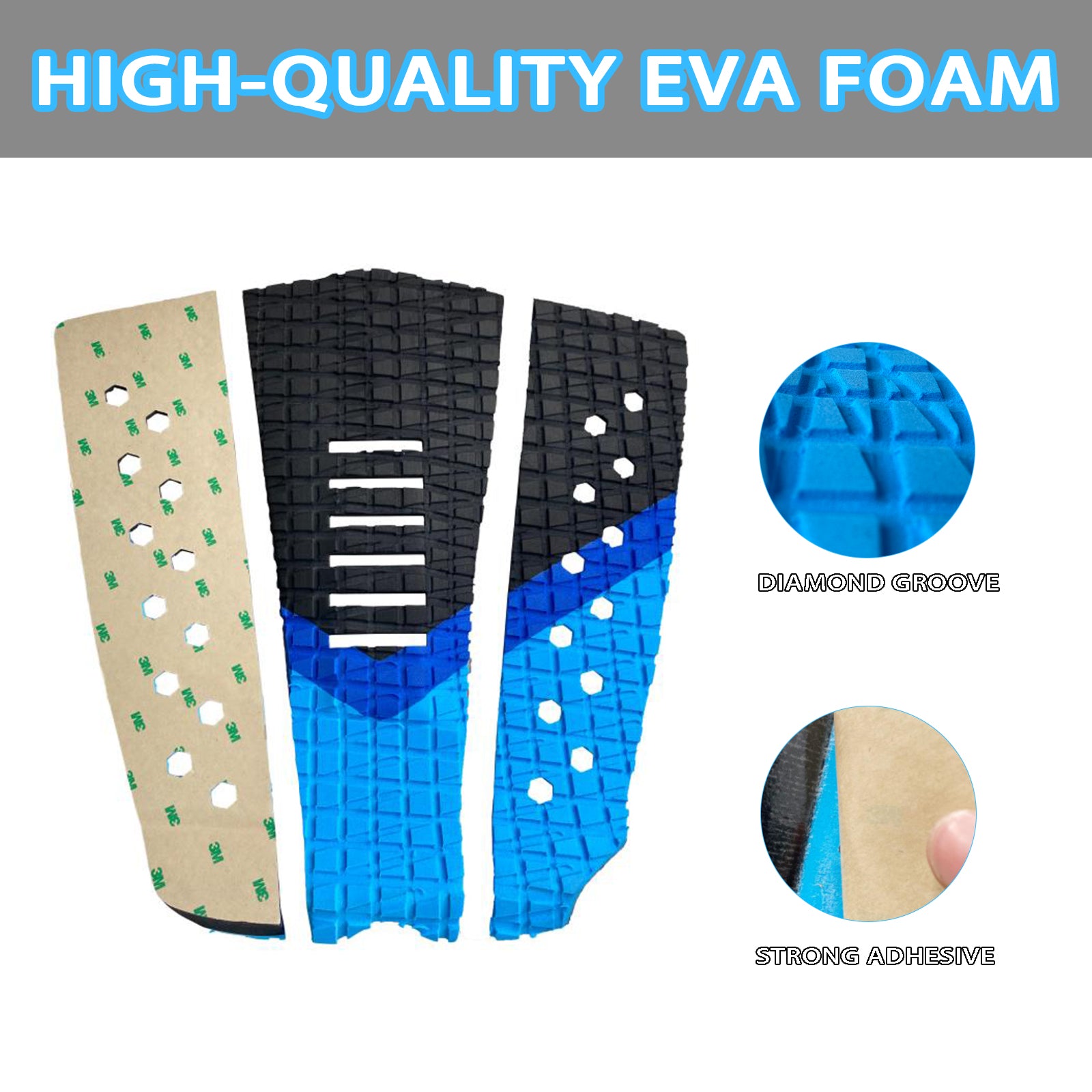 Surf Pad EVA Surfboard SUP Pads Black Foot Traction Surf Pads 3M Wholesale Surfboard Foot Tail Pads  Hzchione   