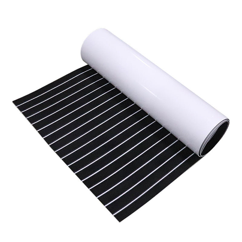 Hzchione Faux Teak Eva Foam Boat Flooring U-Groove Large Size Sheet Material Hzchione Black+White 94.5"x56.3"