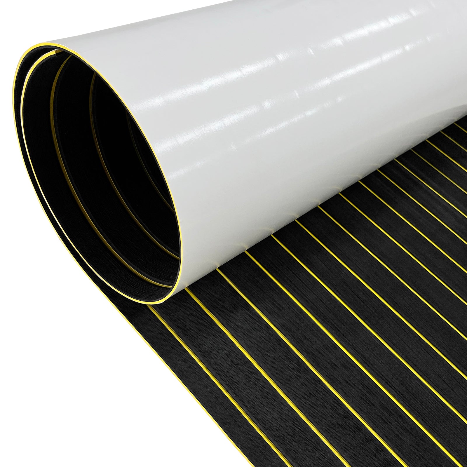 Hzchione Sea Deck Boat Flooring Hydro Turf EVA Yacht Traction Pad For Yacht Jet SKI RV Golf Cart Pool Ramp Stairs  Hzchione 94.5" x 16.2"-Black + Yellow  
