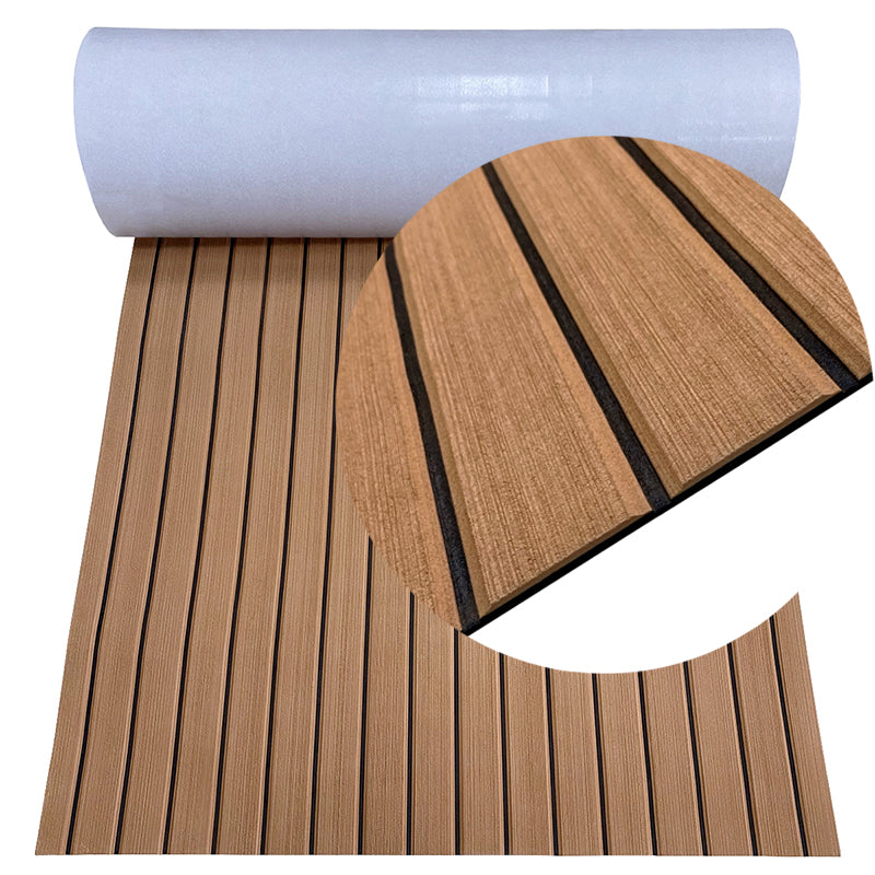 Hzchione EVA Foam Hydroturf Boat Flooring Sea Decking Boats Slotted U-Groove Texture For Yacht Motorboat RV Golf Cart Pool Cooler Top  Hzchione 47.3" x 16.2" 722Brown + Black 