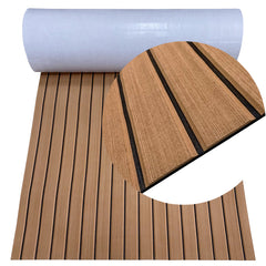 Hzchione EVA Foam Hydroturf Boat Flooring Sea Decking Boats Slotted U-Groove Texture For Yacht Motorboat RV Golf Cart Pool Cooler Top  Hzchione 47.3" x 16.2" 722Brown + Black 