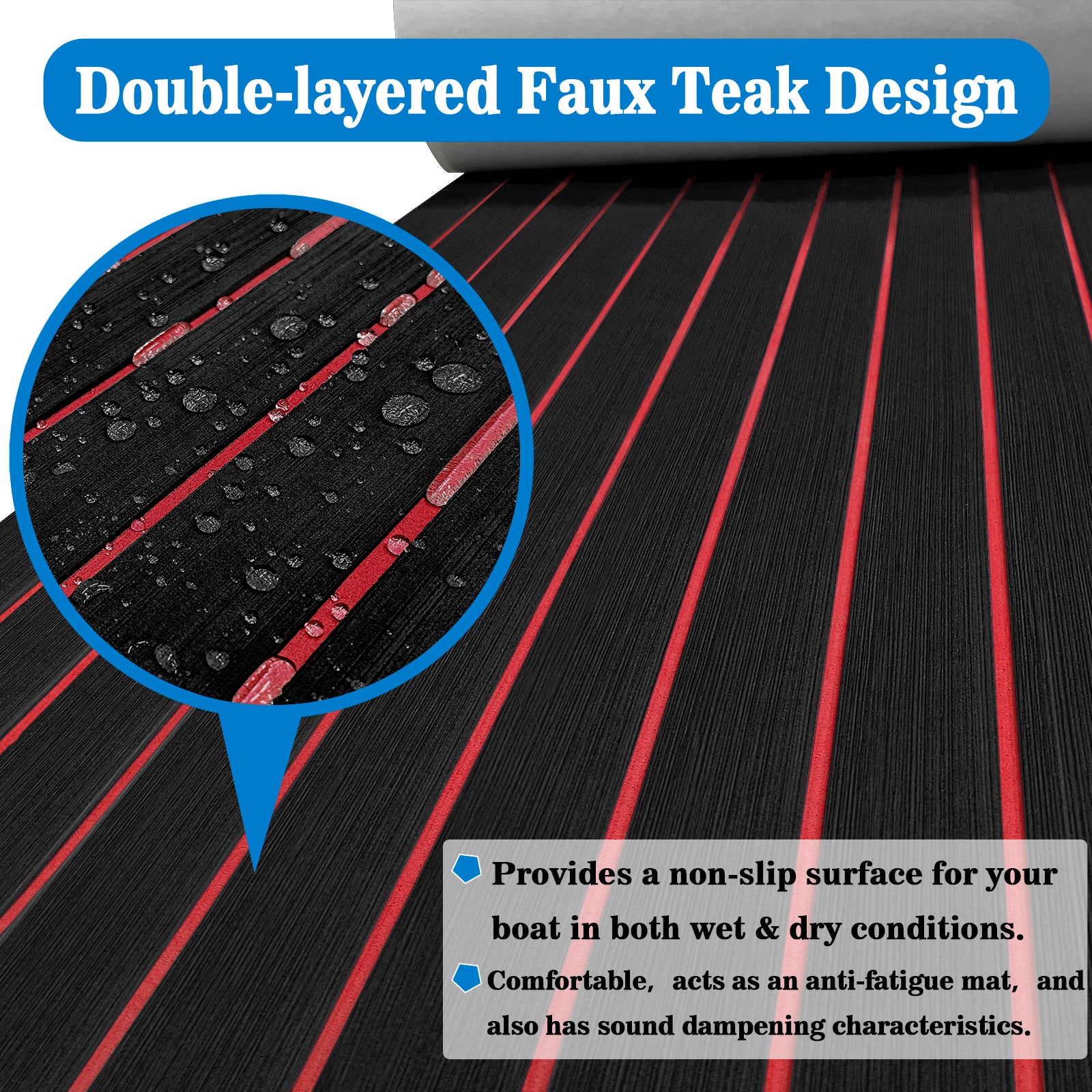 Hzchione Fast local Delivery in the United States EVA Foam Boat Flooring Mats Black Red  Hzchione   