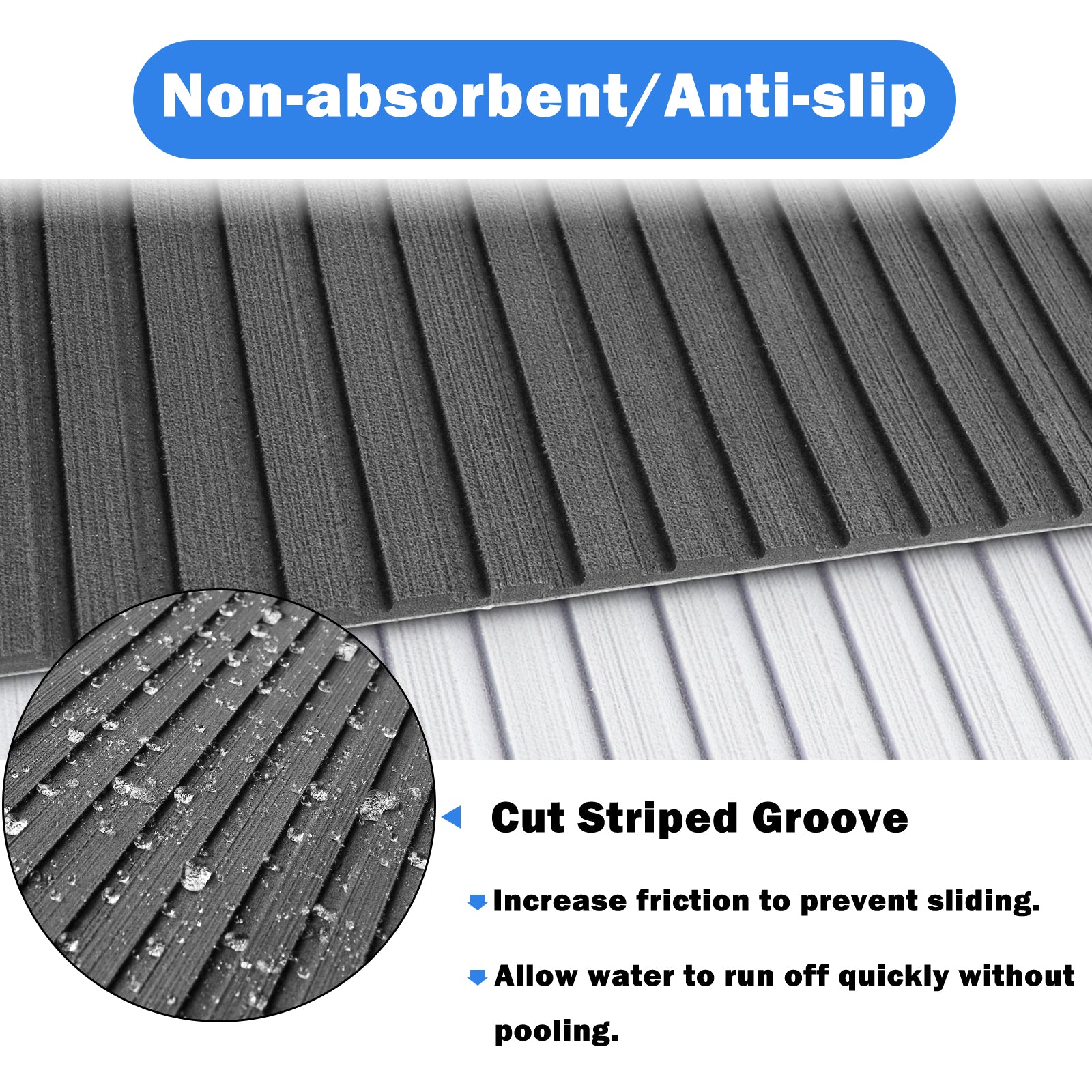 Hzchione EVA Boat Flooring Non-slip Surfboard Traction Pad  For Boat Yacht RV Golf Cart Pool Cooler Top Small Straight Strip Hzchione