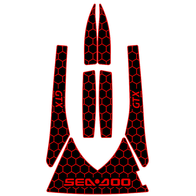 2002-2005 Sea Doo GTX4-TEC Customize Jet Ski Mats Non-Slip Motorboat Traction Mat Hzchione Black Red-Hexagon