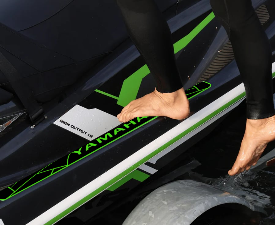 Hzchione PWC Traction Gunnel Pad Non-Slip Jet Ski Side Mat Hzchione Black Green Yamaha-letter logo