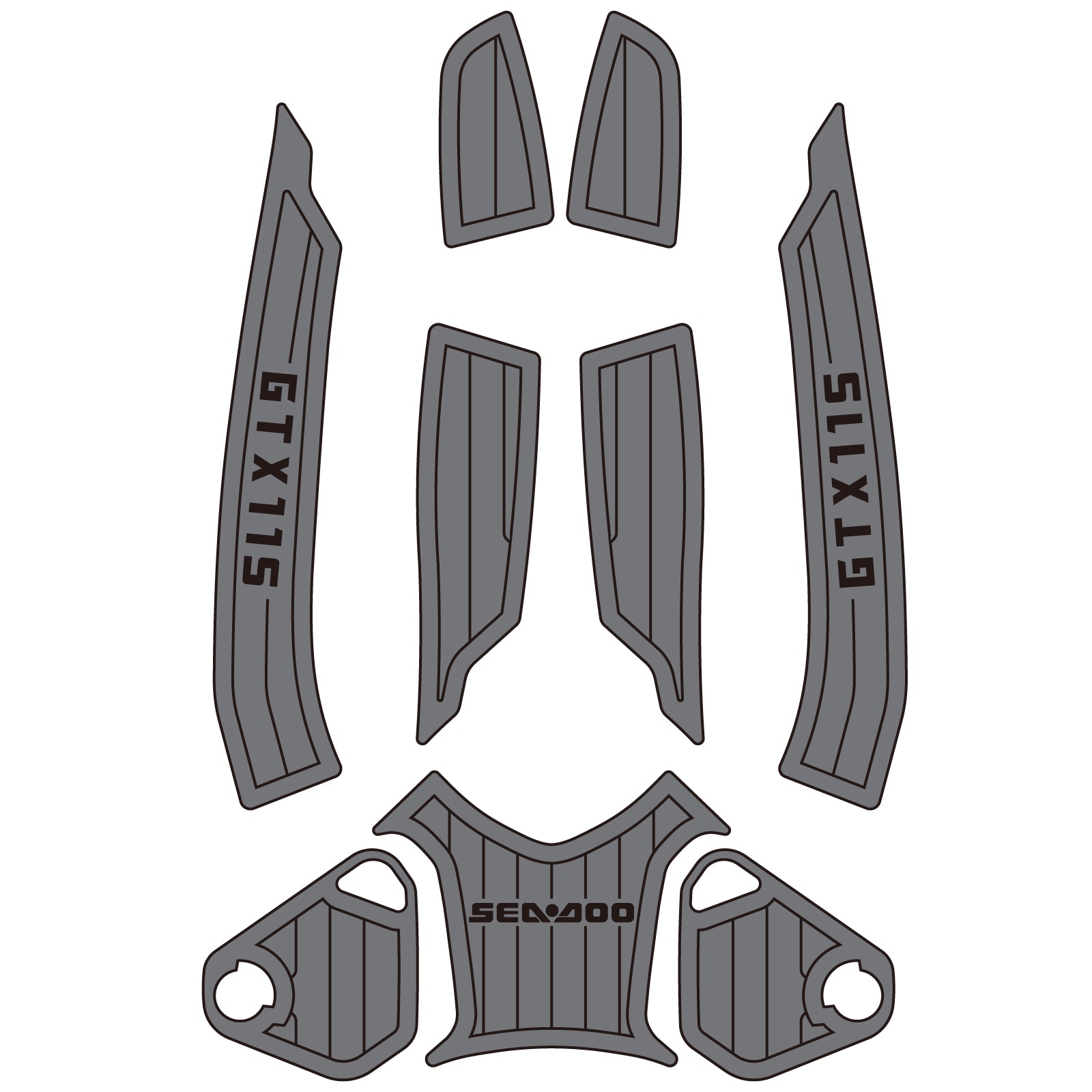 2010-2015 Sea Doo RXT + RXT-X + Wake Pro 215 Customize Jet Ski Mats Non-Slip Motorboat Traction Mat Hzchione Medium Gray Black