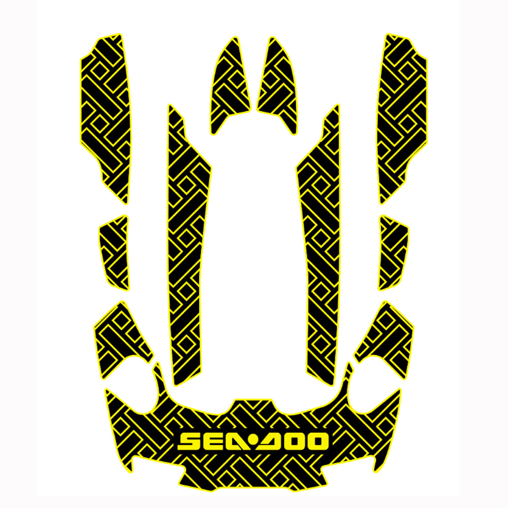 2009-2016 Sea Doo RXT is + as 255 + 260 Customize Jet Ski Mats Non-Slip Motorboat Traction Mat  Hzchione Rectangular Pattern Black Yellow 