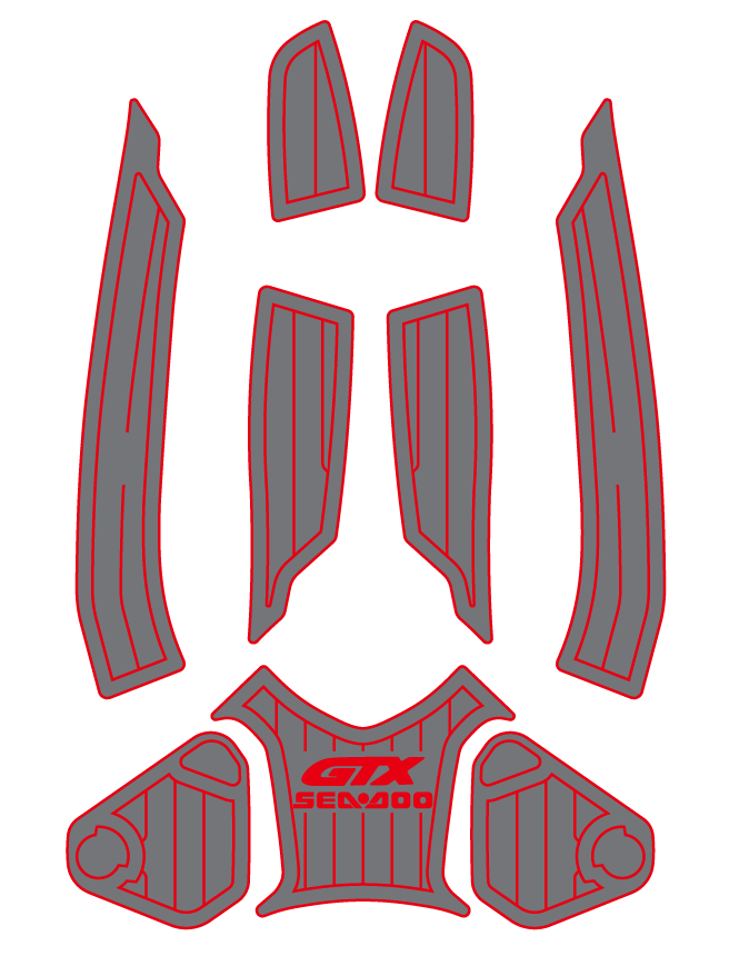 2016-2017 Sea Doo GTX 155 Customize Jet Ski Mats Non-Slip Motorboat Traction Mat Hzchione Dark Gray Red