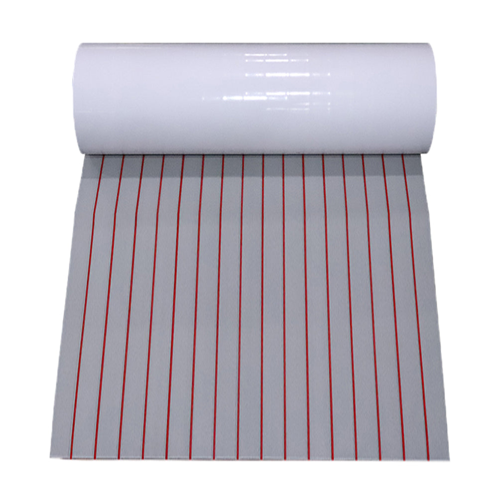 Hzchione Faux Teak Eva Foam Boat Flooring U-Groove Large Size Sheet Material Hzchione Grey+Red 94.5"x56.3"