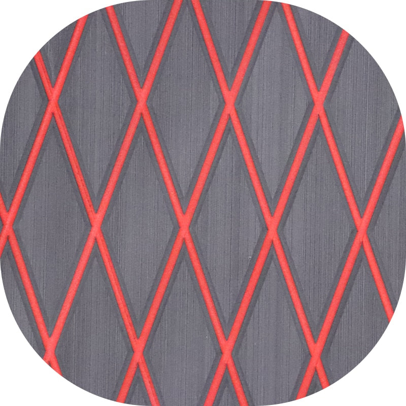 Hzchione EVA Foam Boat Flooring Diamond Pattern Deck Mats 6mm Non-Slip Faux Teak Marine Floor Mats for Yacht Motorboat RV Golf Cart Pool Cooler Top 74.81" x 27.56"  Hzchione 74.81"x13.8"x0.24" Dark Gray + Red 