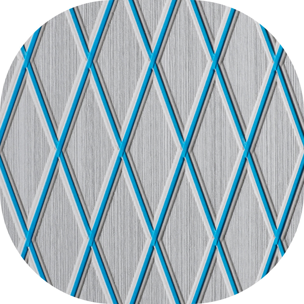 Hzchione EVA Foam Boat Flooring Diamond Pattern Deck Mats 6mm Non-Slip Faux Teak Marine Floor Mats for Yacht Motorboat RV Golf Cart Pool Cooler Top 74.81" x 27.56"  Hzchione 74.81"x13.8"x0.24" Light Gray + Blue 
