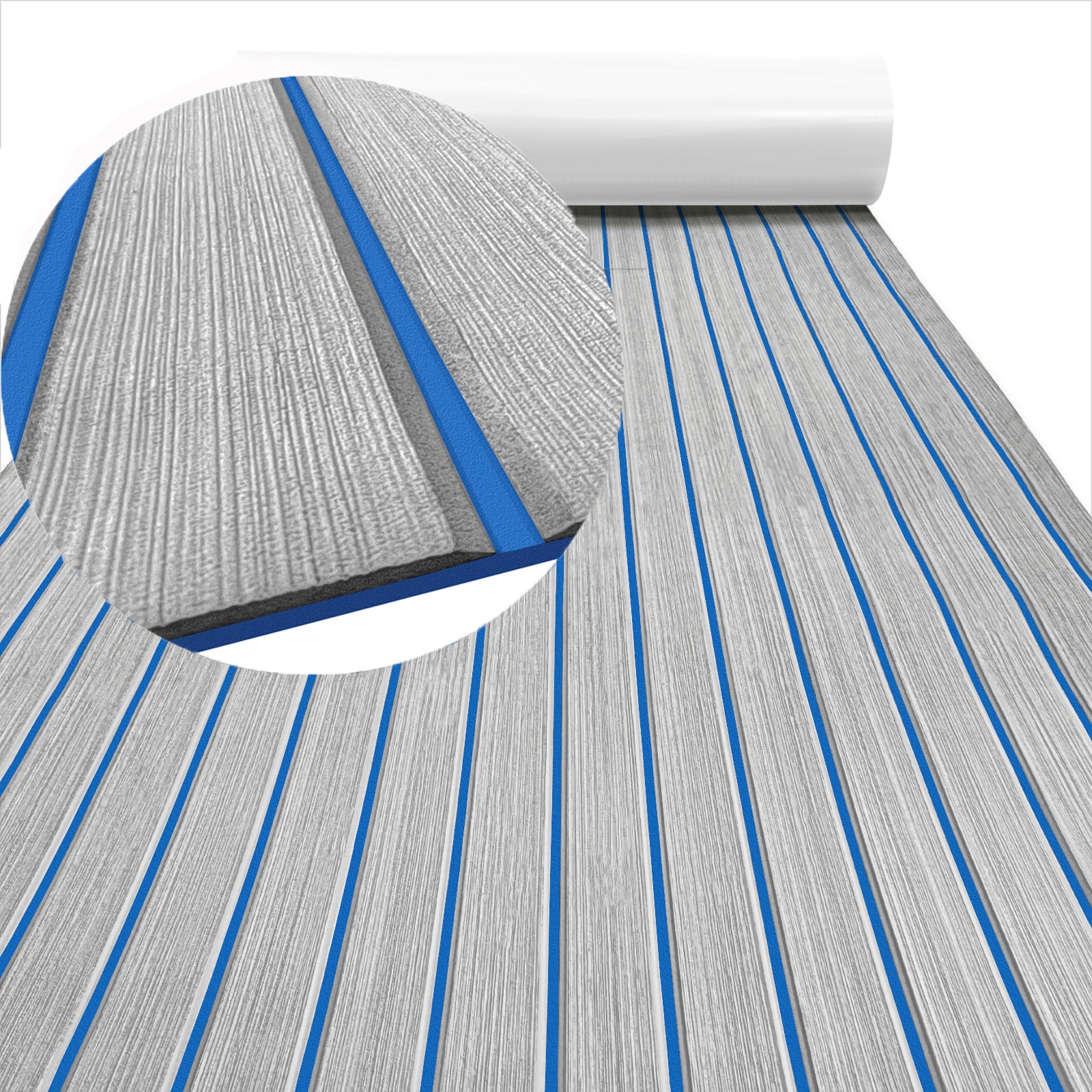 Hzchione Sea Deck Boat Flooring Hydro Turf EVA Yacht Traction Pad For Yacht Jet SKI RV Golf Cart Pool Ramp Stairs  Hzchione 94.5" x 23.6"-5CGray + Blue  