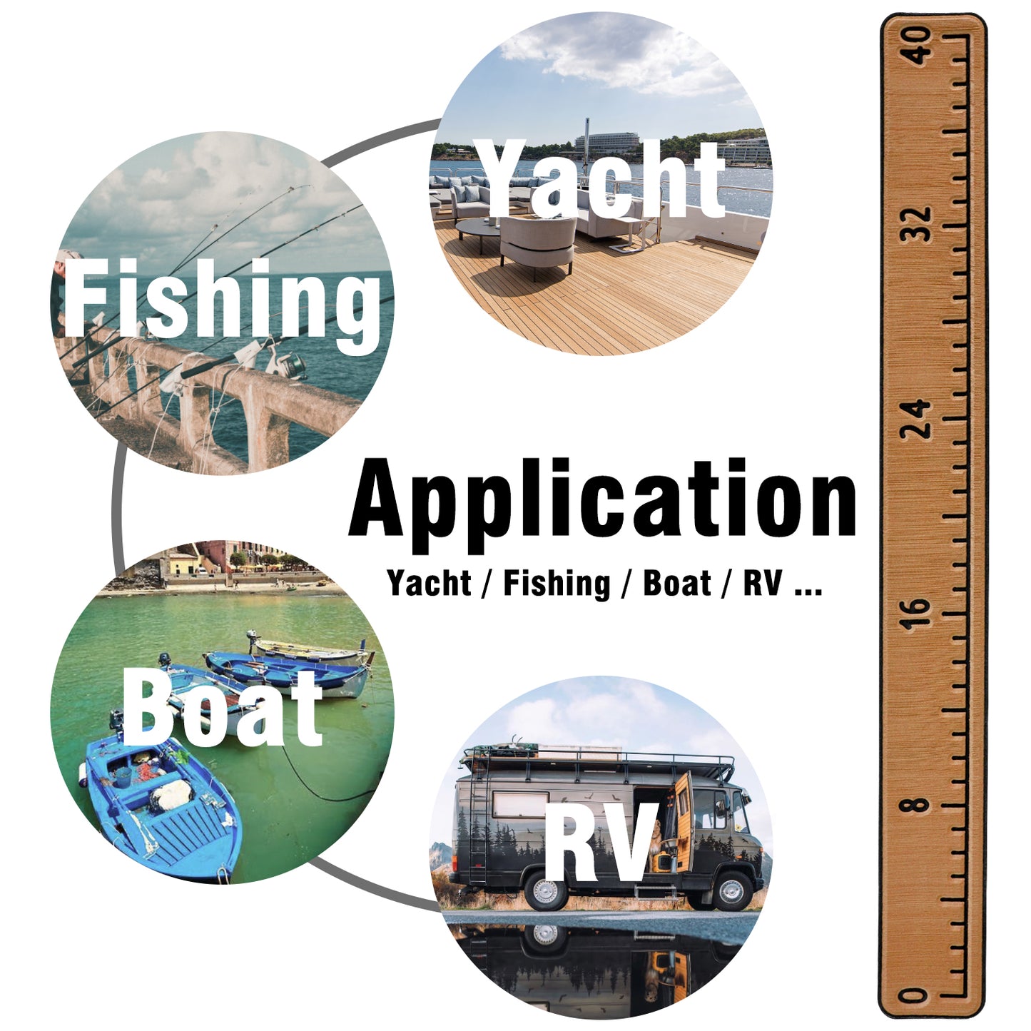 40” Fish Ruler Fishing Measurement Tool Eva Foam Boat Flooring For Fishing Boat Kayaks Fishing