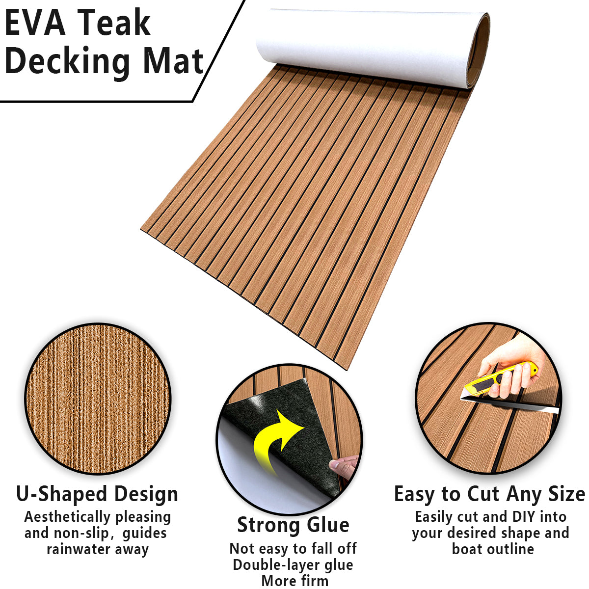 Hzchione Sea deck Marine Flooring Traction Pad EVA Foam Boat Decking For Yacht Jet SKI RV Golf Cart Pool Ramp Stairs  Hzchione   