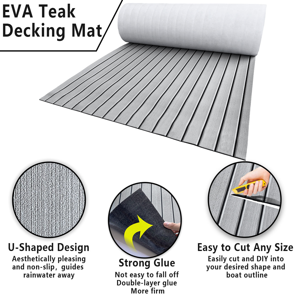 Hzchione Sea Deck Boat Flooring Hydro Turf EVA Yacht Traction Pad For Yacht Jet SKI RV Golf Cart Pool Ramp Stairs  Hzchione   
