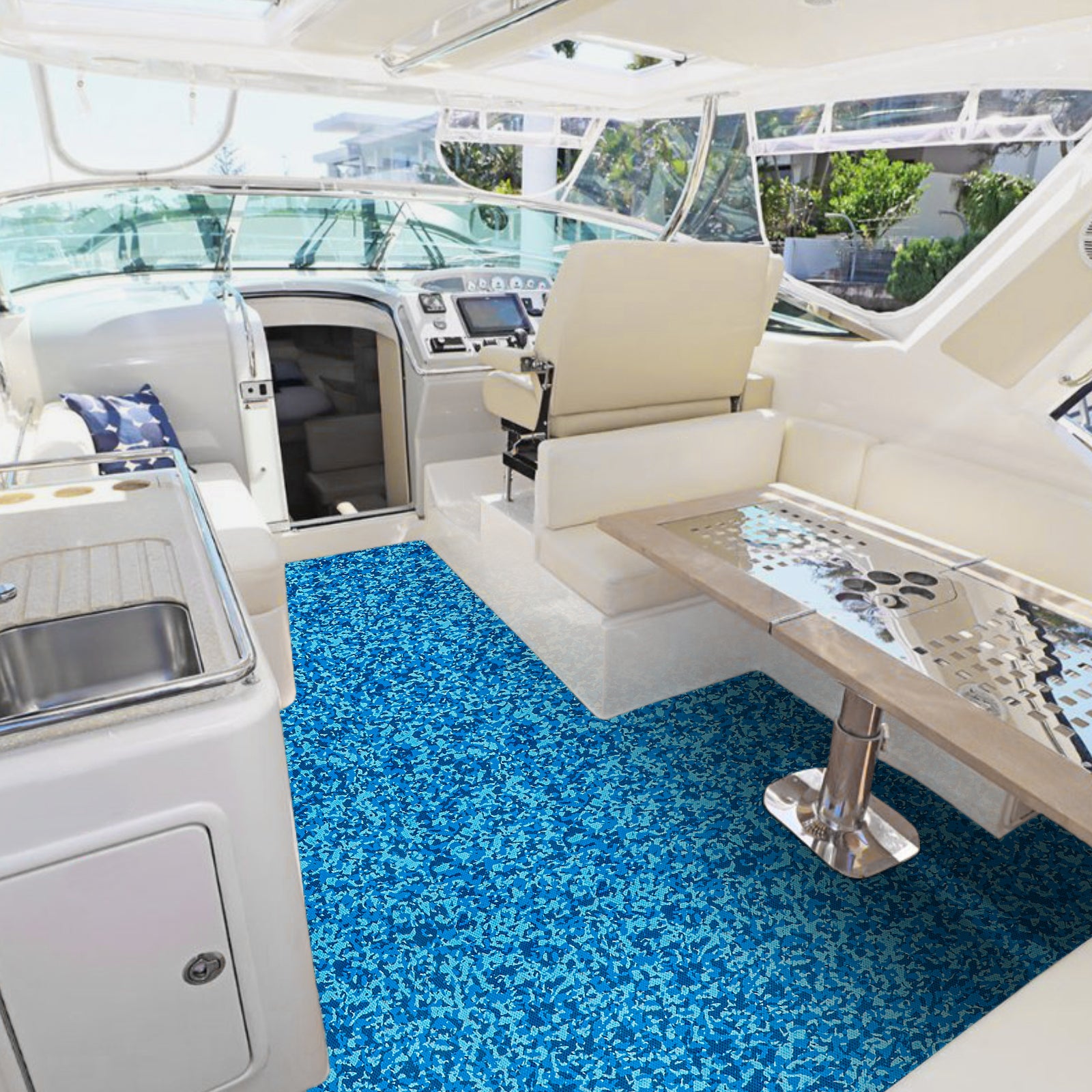 Local delivery in the US Hzchione Boat Flooring Ocean Camouflage EVA Foam Self-Adhesive Anti Slip Mats Roll Sheet Hot Pressed Dots Texture  Hzchione   