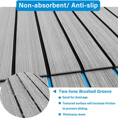 Hzchione Boat Flooring EVA Foam  H-Groove Slots Self-Adhesive Anti Slip Mats Roll Sheet Light Gray Black For Yacht RV Golf Cart Pool Cooler Top  Hzchione   
