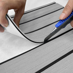 Hzchione Boat Flooring EVA Foam  H-Groove Slots Self-Adhesive Anti Slip Mats Roll Sheet Light Gray Black For Yacht RV Golf Cart Pool Cooler Top  Hzchione   