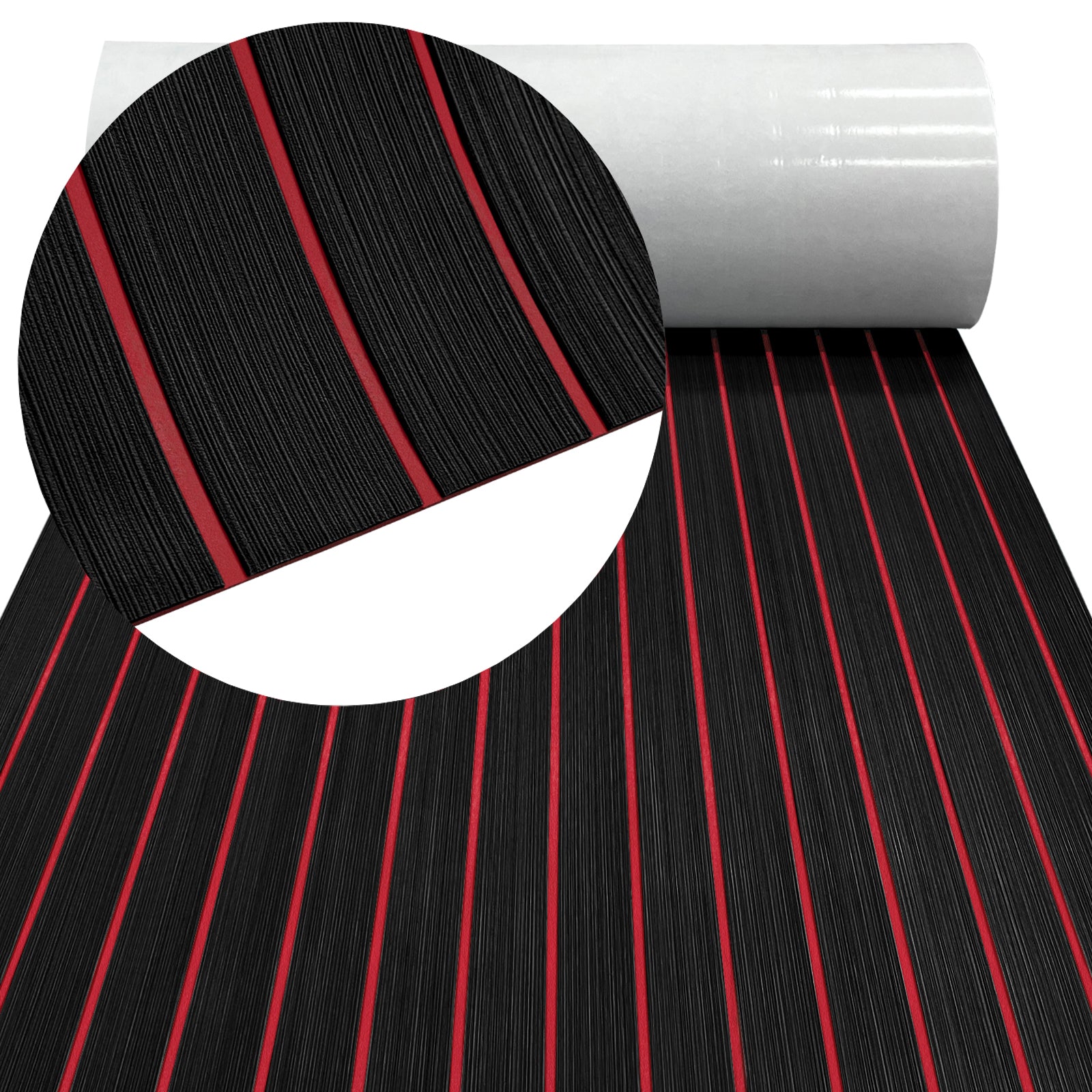 Hzchione Boat Flooring EVA Foam  H-Groove Slots Self-Adhesive Anti Slip Mats Roll Sheet Light Gray Black For Yacht RV Golf Cart Pool Cooler Top  Hzchione 47.3"*16.2" Black + Red 