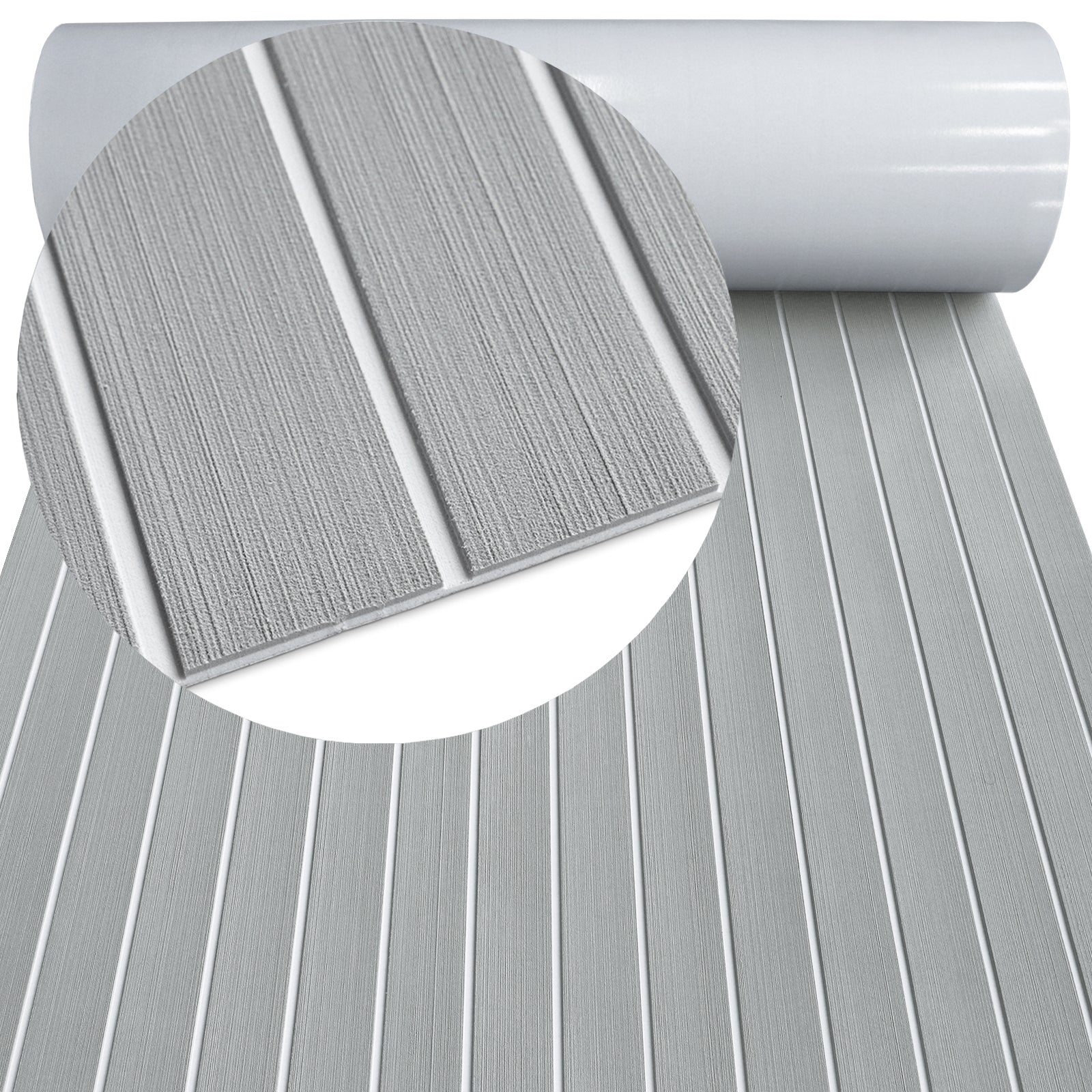 Hzchione Boat Flooring EVA Foam  H-Groove Slots Self-Adhesive Anti Slip Mats Roll Sheet Light Gray Black For Yacht RV Golf Cart Pool Cooler Top  Hzchione 47.3"*16.2" Light Gray + White 