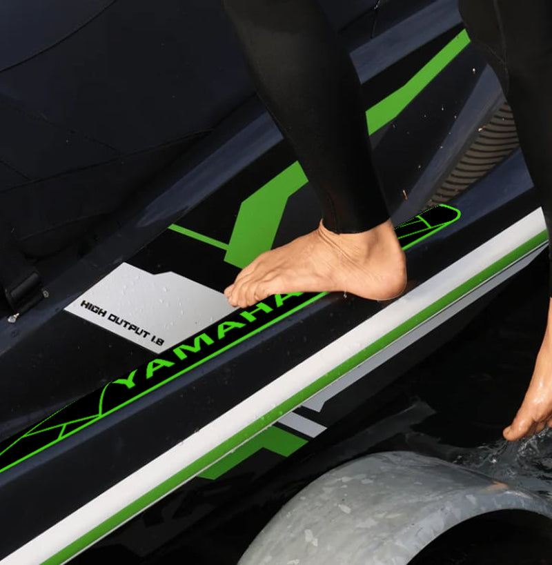 Hzchione PWC Traction Gunnel Pad Non-Slip Jet Ski Side Mat Hzchione Black Green Yamaha-letter logo