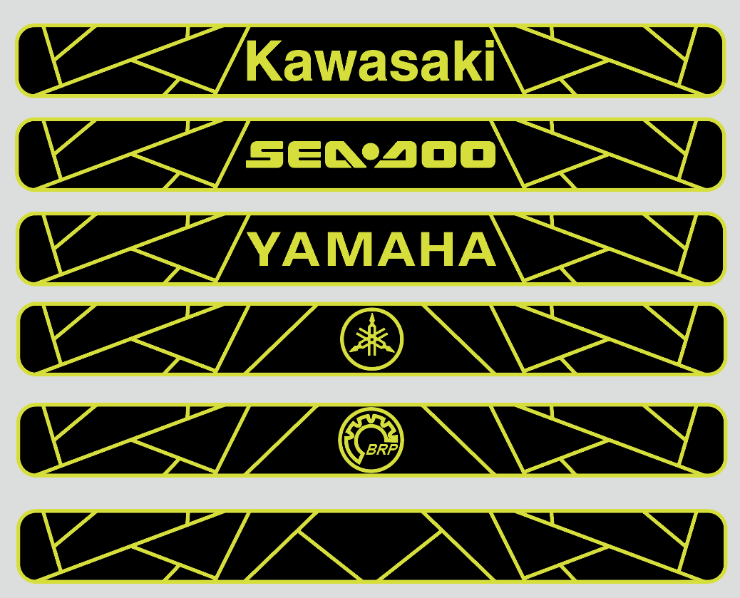 Hzchione PWC Traction Gunnel Pad Non-Slip Jet Ski Side Mat Hzchione Black Neon Yellow Yamaha-letter logo