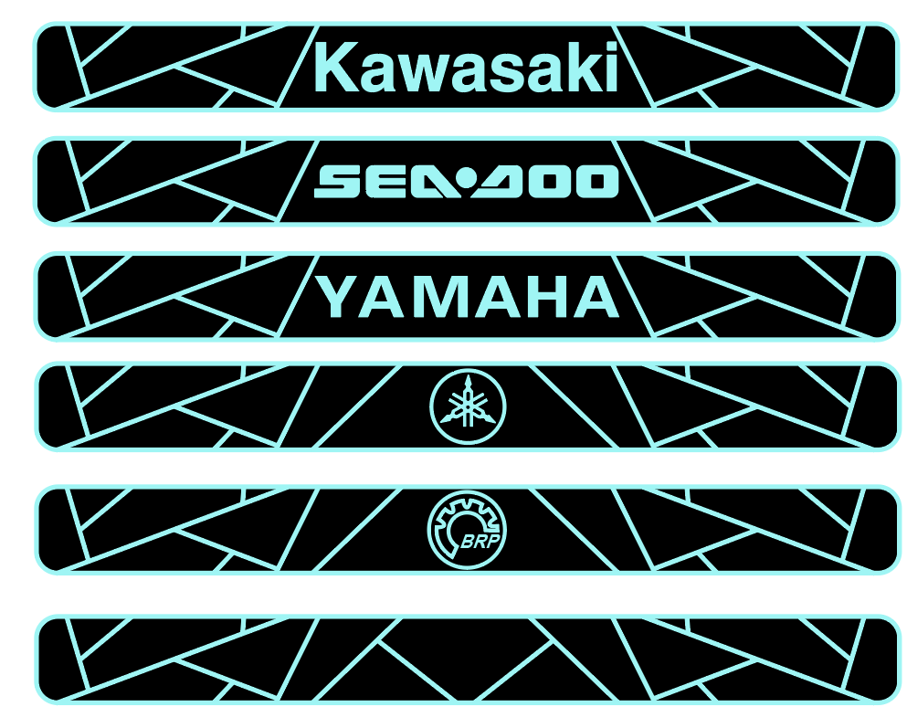 Hzchione PWC Traction Gunnel Pad Non-Slip Jet Ski Side Mat Hzchione Black Cyan Yamaha-letter logo
