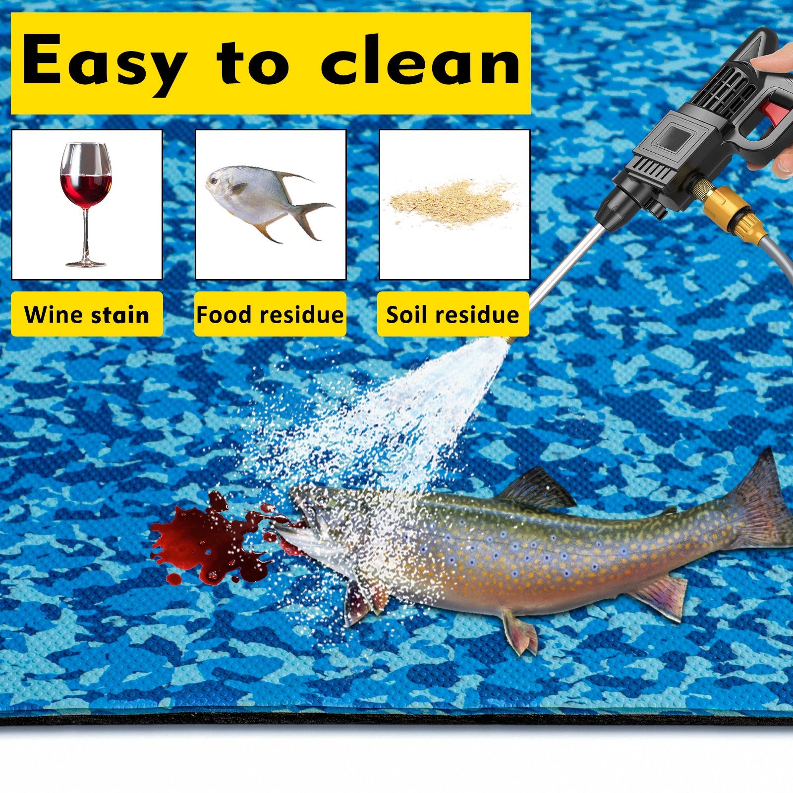 Local delivery in the US Hzchione Boat Flooring Ocean Camouflage EVA Foam Self-Adhesive Anti Slip Mats Roll Sheet Hot Pressed Dots Texture  Hzchione   