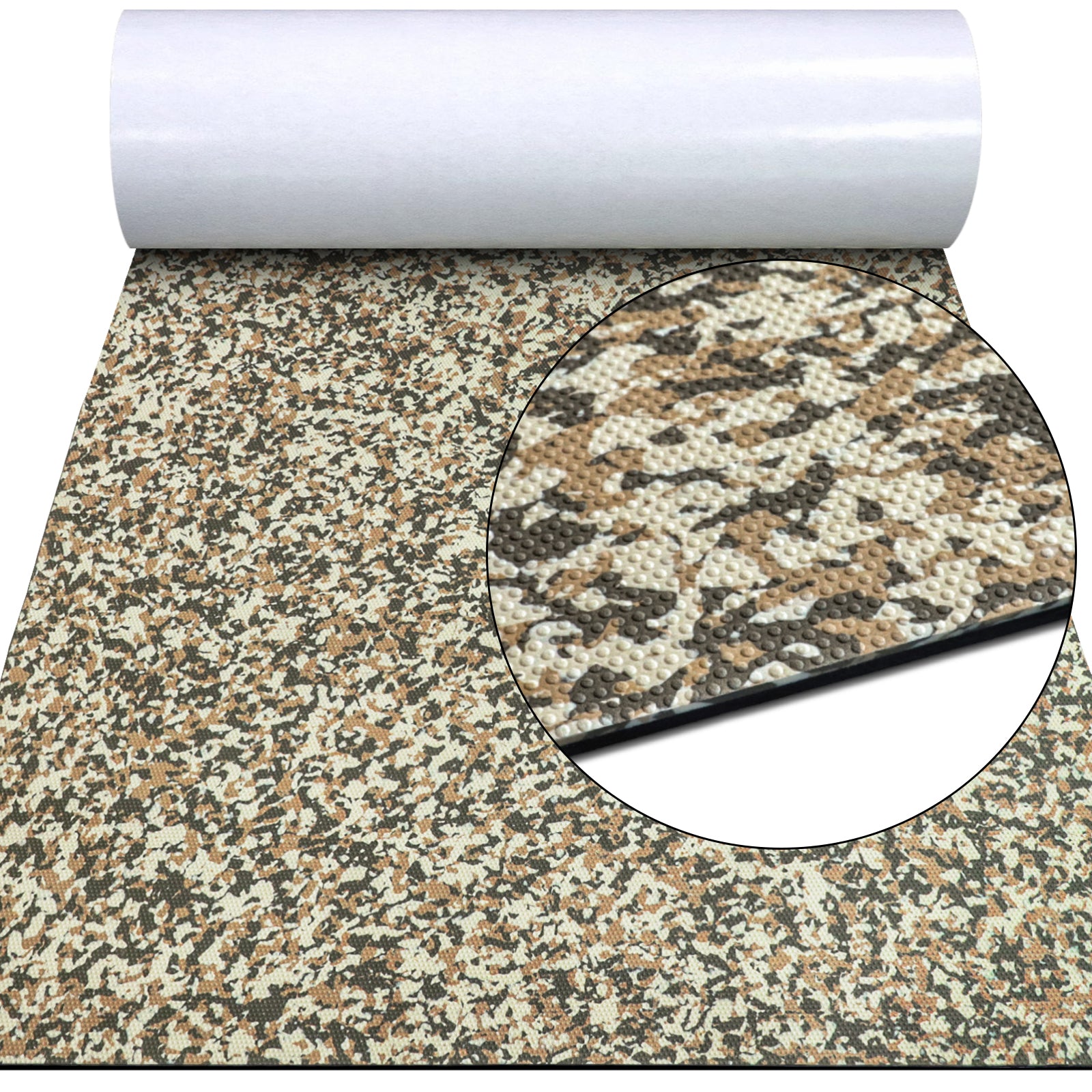 Hzchione Boat Flooring Ocean Camouflage EVA Foam Self-Adhesive Anti Slip Mats Roll Sheet For Yacht RV Golf Cart Pool Cooler Top Hot Pressed Dots Texture  Hzchione 47.3"*16.2" Desert Camouflage 
