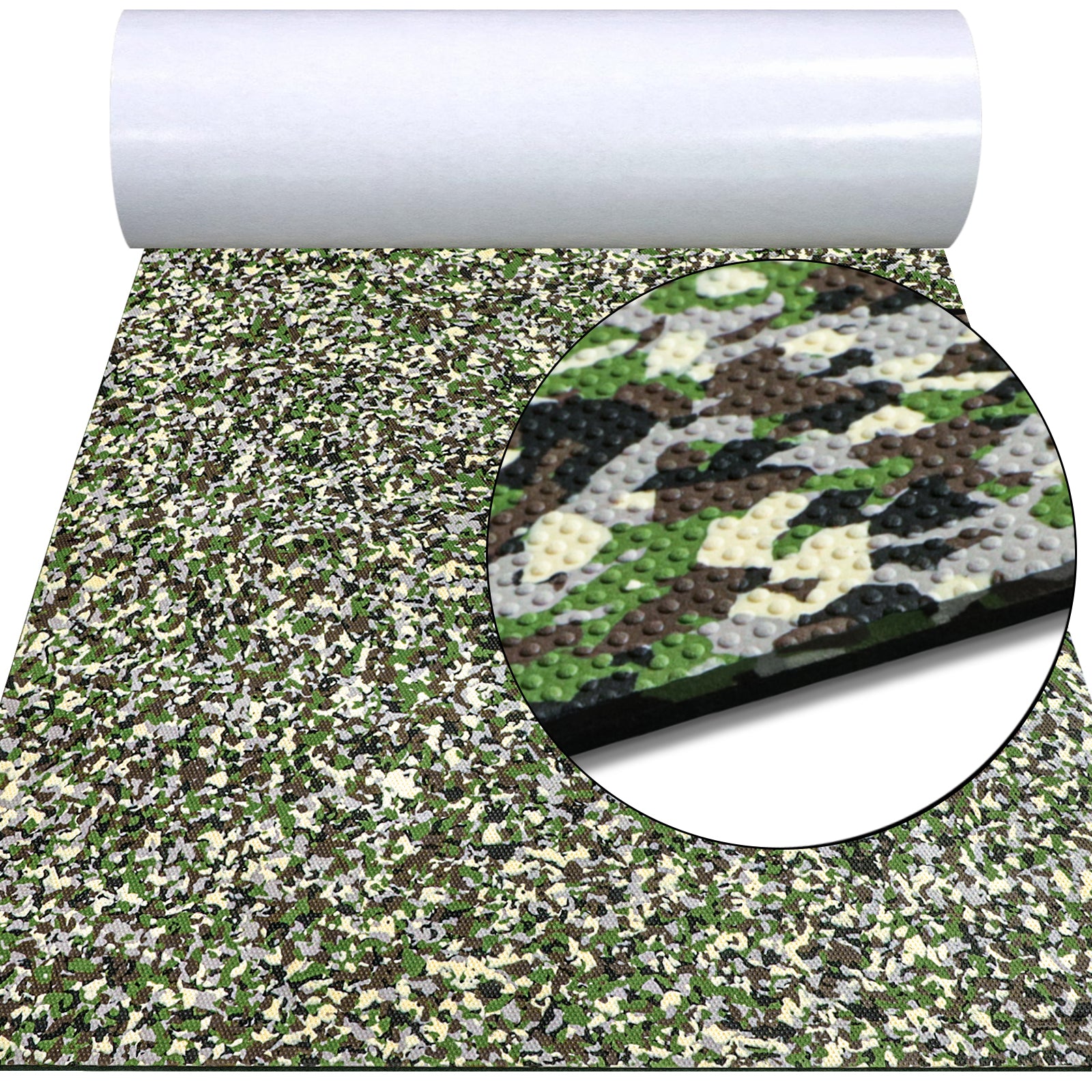 Hzchione Boat Flooring Ocean Camouflage EVA Foam Self-Adhesive Anti Slip Mats Roll Sheet For Yacht RV Golf Cart Pool Cooler Top Hot Pressed Dots Texture  Hzchione 47.3"*16.2" Jungle Camouflage 