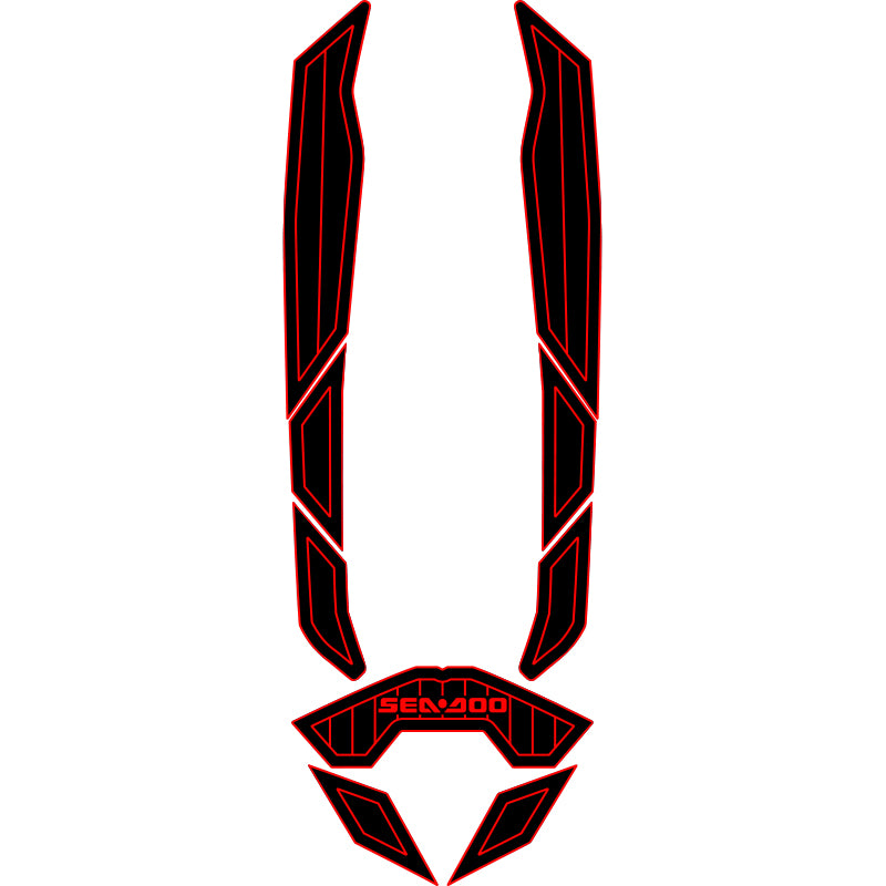 2022 Sea Doo Spark 3 Sitter Customize Jet Ski Mats Non-Slip Motorboat Traction Mat Hzchione Black Red-Vertical line