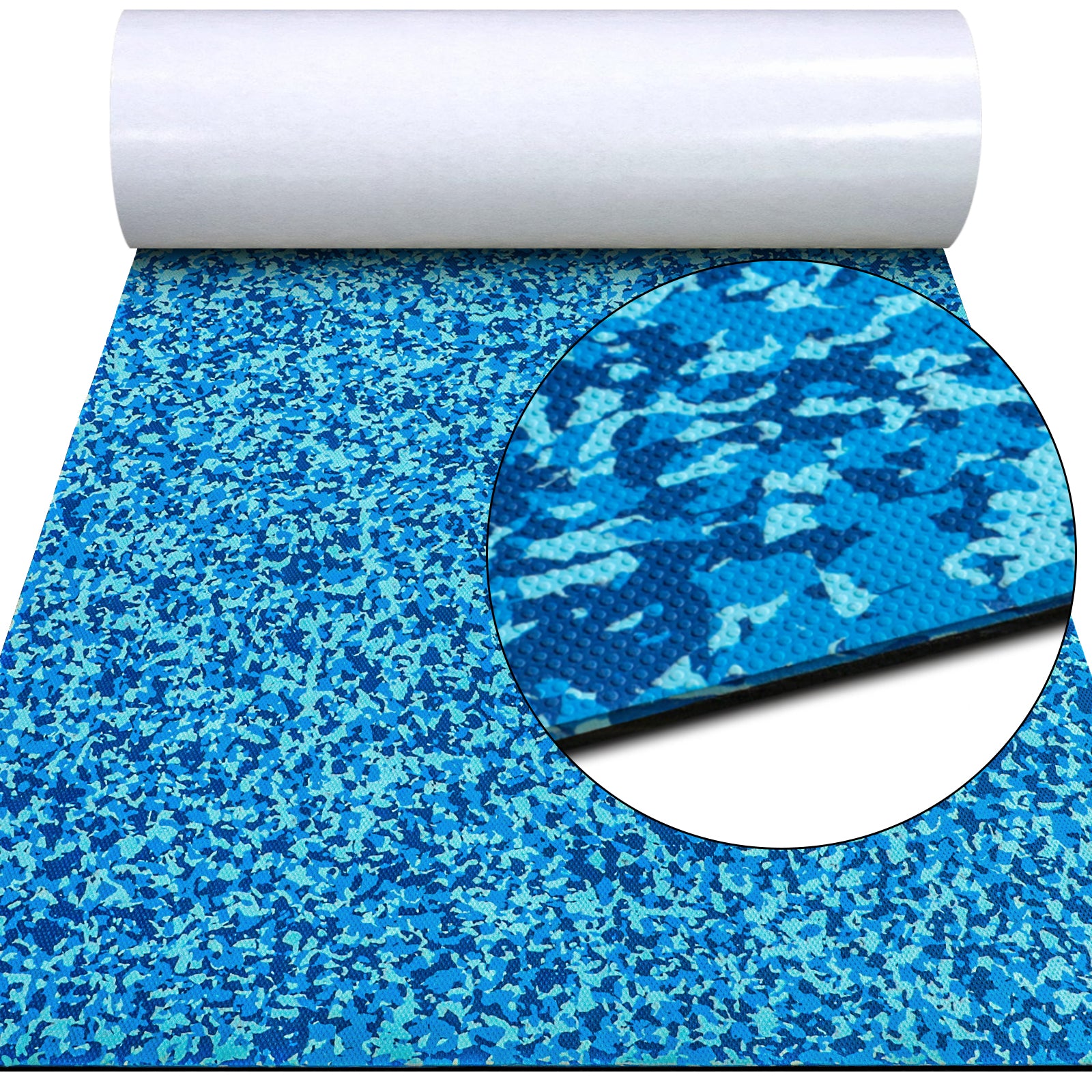 Hzchione Boat Flooring Ocean Camouflage EVA Foam Self-Adhesive Anti Slip Mats Roll Sheet For Yacht RV Golf Cart Pool Cooler Top Hot Pressed Dots Texture  Hzchione 47.3"*16.2" Ocean Camouflage 