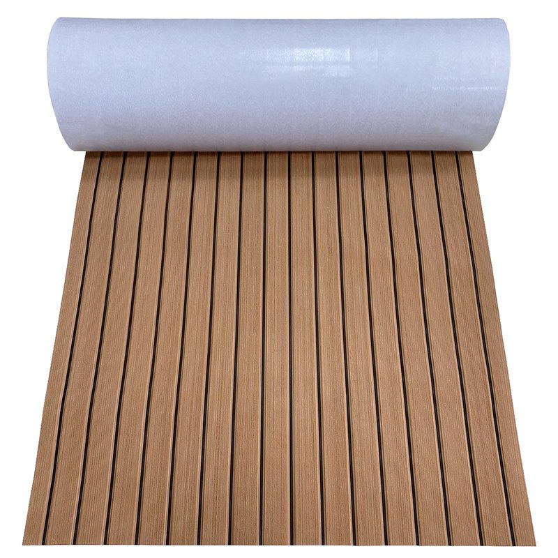 Hzchione Faux Teak Eva Foam Boat Flooring U-Groove Large Size Sheet Material Hzchione Brown+Black 94.5"x56.3"